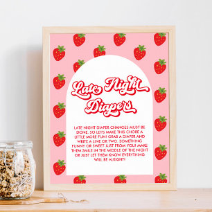 Affiche Baby shower de fraises Late Night Diapers Jeu