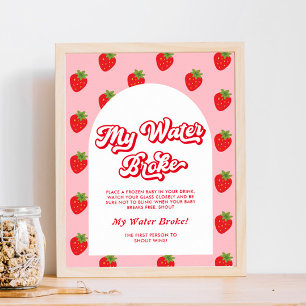 Affiche Baby shower de fraises My Water Broke Game