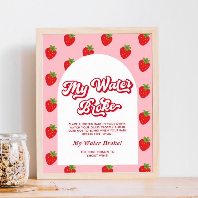 Affiche Baby shower de fraises My Water Broke Game (Créateur téléchargé)