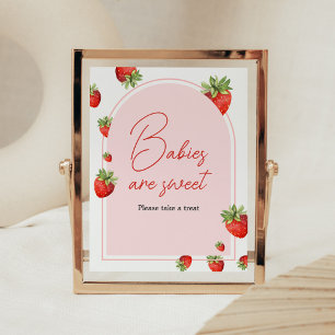 Affiche Baby shower de fraises rouges Les bébés sont doux
