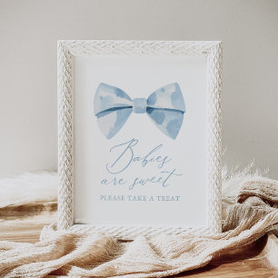 Affiche Baby shower de garçon Bleu Bowtie Bébés sont doux