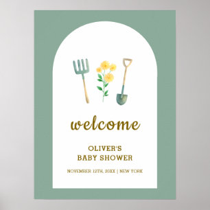 Affiche Baby shower de jardinage de bois cultivé localemen