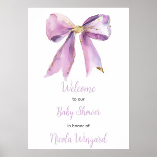 Affiche Baby shower de la boîte de coquette violet