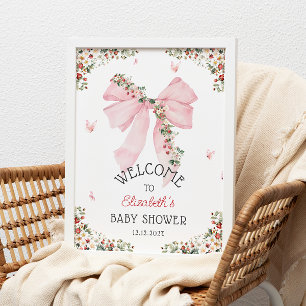 Affiche Baby shower de la boue rose fraise