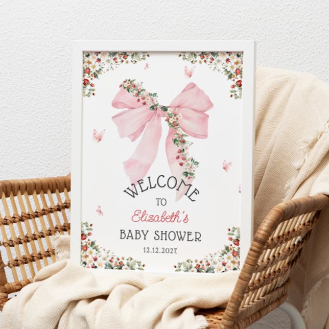Affiche Baby shower de la boue rose fraise (Créateur téléchargé)