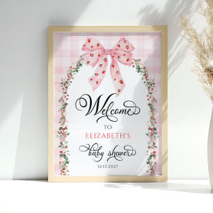 Affiche Baby shower de la boue rose fraise