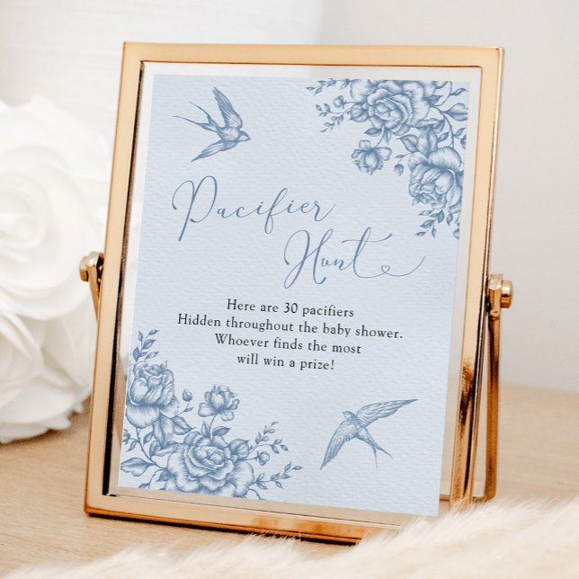 Affiche Baby shower de la Chinoiserie bleu Dusty (Créateur téléchargé)