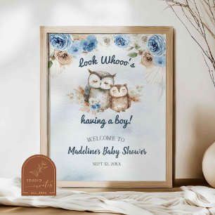 Affiche Baby shower de la Chouette du Boho Bleu