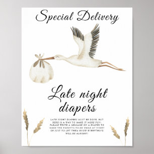 Affiche Baby shower de la cigogne - Late night couches jeu