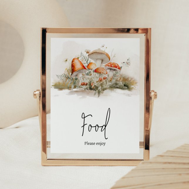 Affiche Baby shower de la forêt de champignons enchanté (Enchanted Mushroom Baby Shower Food Sign)