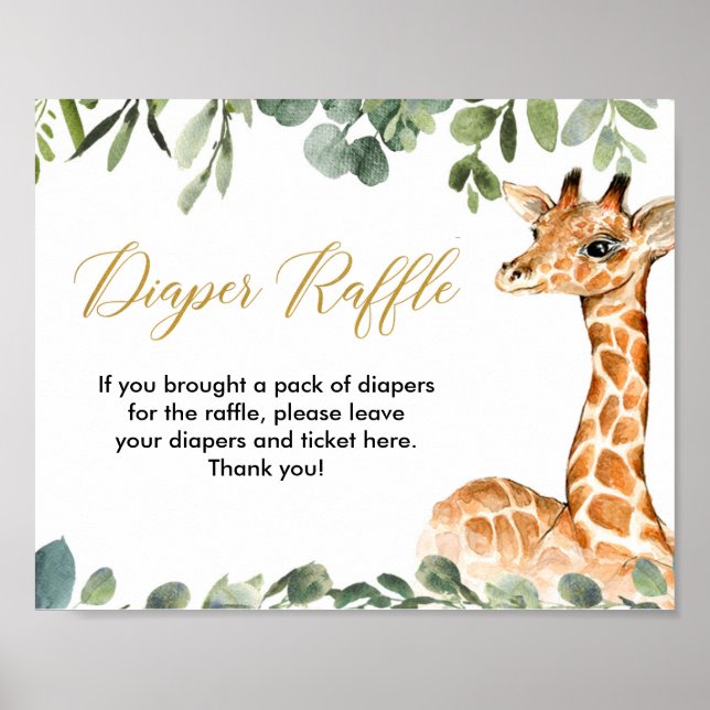 Affiche Baby shower de la Giraffe enseigne de tombola (Devant)