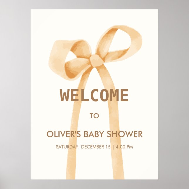 Affiche Baby shower de la mâchoire simple neutre pour les  (Devant)