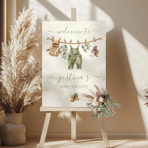 Affiche Baby shower de la nature de Boho Clothesline Affic