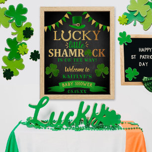 Affiche Baby shower de la Saint-Patrick du Petit Shamrock