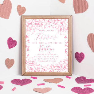 Affiche Baby Shower de la Saint-Valentin Combien de Bisous