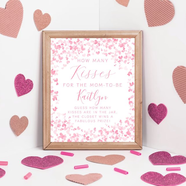 Affiche Baby Shower de la Saint-Valentin Combien de Bisous (Créateur téléchargé)