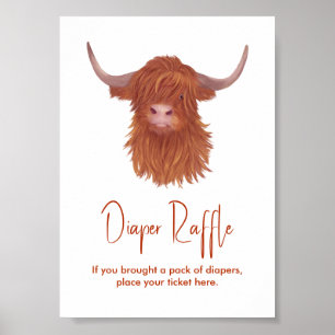 Affiche Baby shower de la vache de l'Highland Raffle