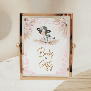 Affiche Baby shower de la vache rose Livres et Cadeaux