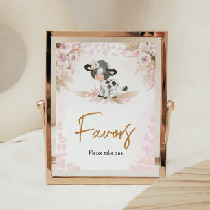 Affiche Baby shower de la vache rose Saint Faveurs