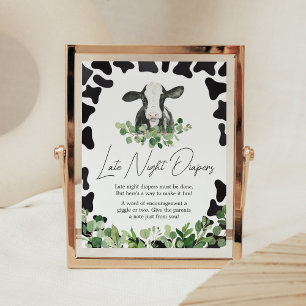 Affiche Baby shower de la Vache Sainte verdure Diapeurs no