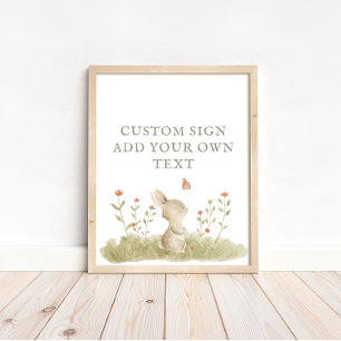 Affiche Baby shower de lapin de forêt de bois Texte person