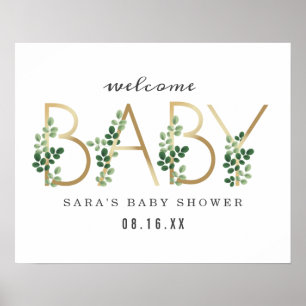 Affiche Baby shower de lettres botaniques