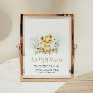 Affiche Baby shower de Lion verdoyant Late Night Diapers