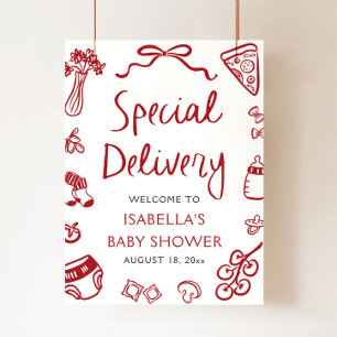 Affiche Baby shower de livraison spéciale Pizza Italienne 