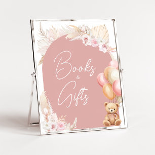 Affiche Baby shower de livres et de cadeaux de d'ours de