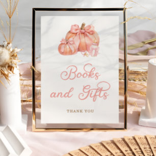 Affiche Baby shower de livres et de cadeaux petits Citroui
