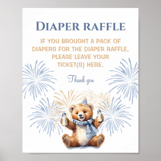 Affiche Baby shower de l'Ours de Nouvel An Refroidissement (Devant)
