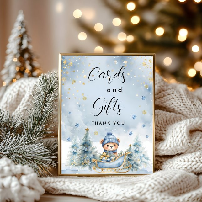 Affiche Baby shower de l'ours d'hiver Cartes et cadeaux (Créateur téléchargé)