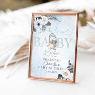 Affiche Baby shower de l'ours polaire d'hiver