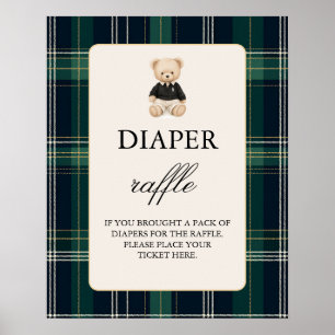 Affiche Baby shower de luxe Boy Diaper Signe Raffle