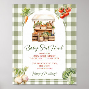 Affiche Baby shower de marché cultivé localement Chasse de