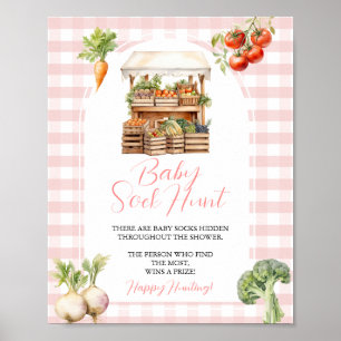 Affiche Baby shower de marché cultivé localement Chasse de