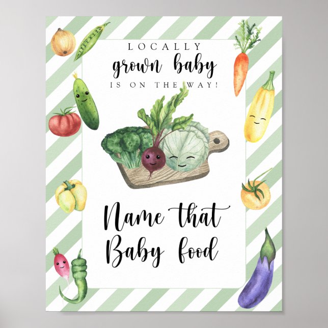 Affiche baby shower de marché des agriculteurs - nom que b (Devant)