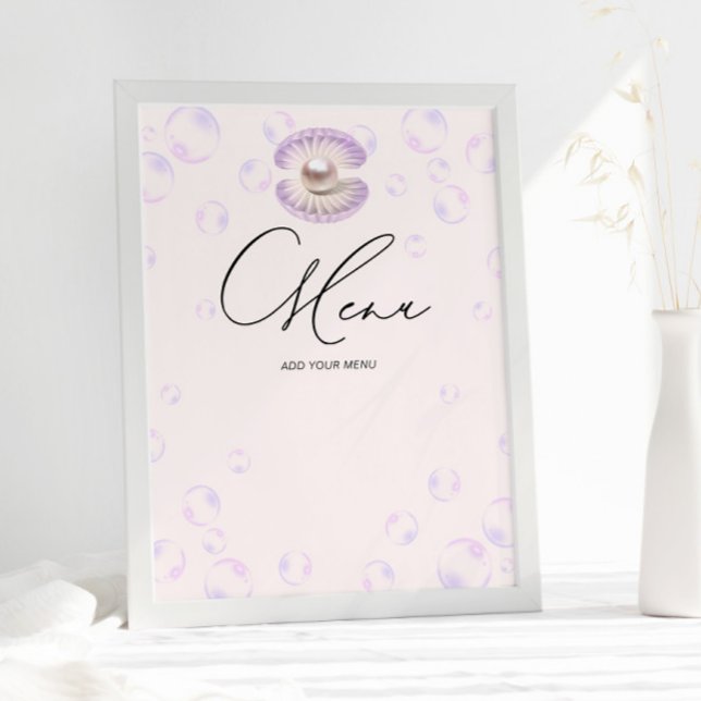 Affiche Baby shower de menu Pearl Purple Bubbles (Créateur téléchargé)