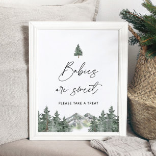 Affiche Baby shower de montagne Les bébés sont doux signe 