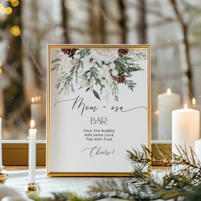 Affiche baby shower de Noël à feuillage persistant bar mam (Créateur téléchargé)