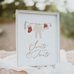 Affiche Baby shower de Noël d'hiver Douceurs et friandises