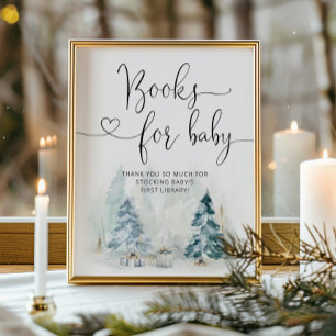 Affiche Baby shower de Noël d'hiver Livres pour bébé