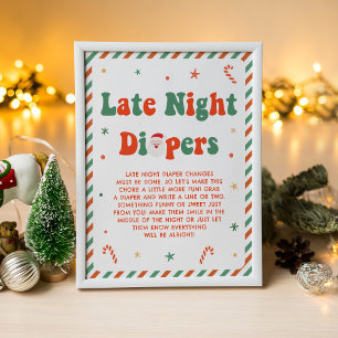Affiche Baby shower de Noël Late Night Diapés