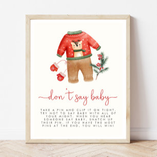 Affiche Baby shower de Noël Ne pas dire Jeu de Bébé