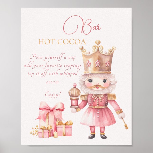 Affiche Baby shower de Noël Nutcracker Hot Cocoa Bar (Devant)