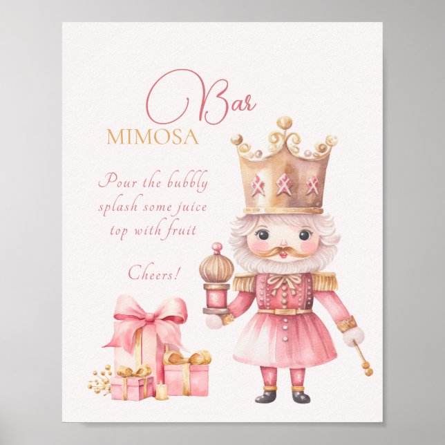 Affiche Baby shower de Noël Nutcracker Mimosa Bar (Devant)