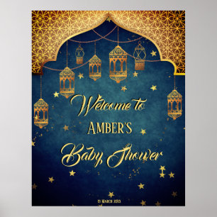 Affiche Baby shower de nuits arabes accueil personnalisé