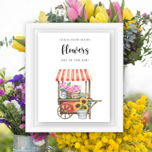 Affiche baby shower de panier à fleurs - devinez combien d