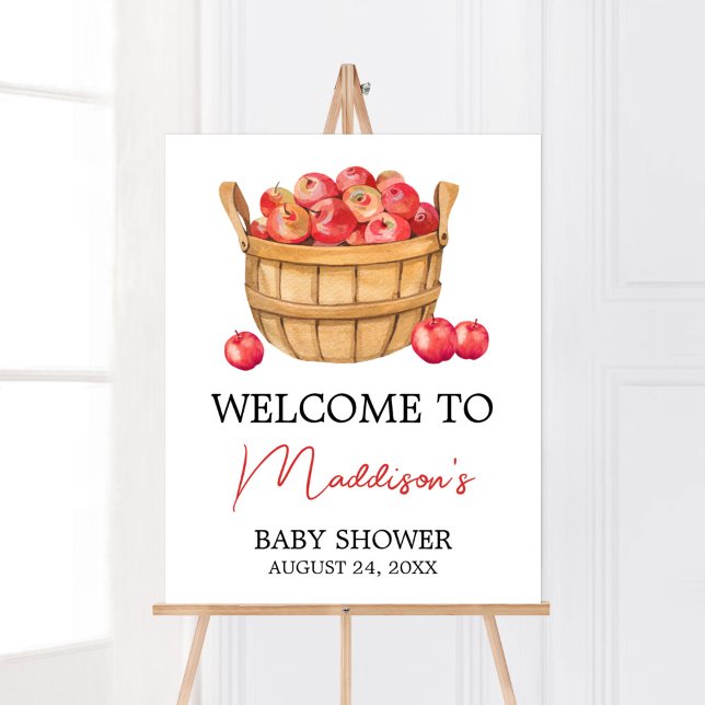 Affiche Baby shower de panier de pomme d'automne (Fall Apple Baby Shower Welcome Sign)