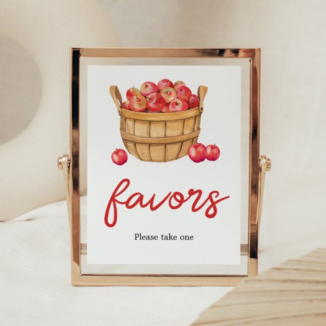 Affiche Baby shower de panier de pomme d'automne Faveurs (Fall Apple Baby Shower Favors Sign)